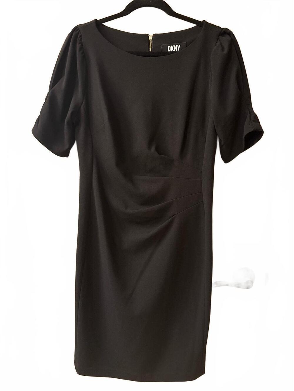 DKNY Black Short Sleeve Sheath Dress with Back Zipper
